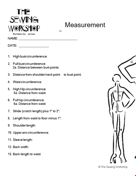 simple measurement chart template