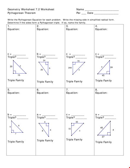 discover the power of pythagorean theorem for triples and equations | family guide template