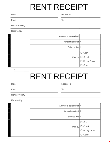 rent receipt - keep track of amounts received template