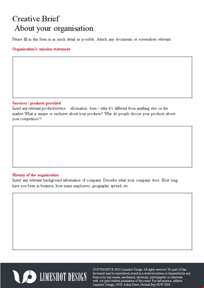 design a winning creative brief using our template - limeshot template