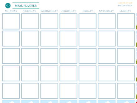 printable meal template for planning meals efficiently template