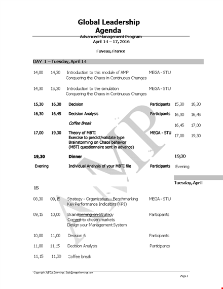 sample global leadership template