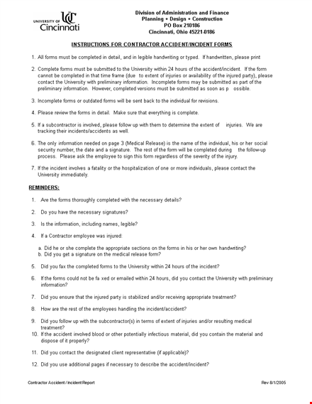 university construction accident incident report form - please fill out the incident details template