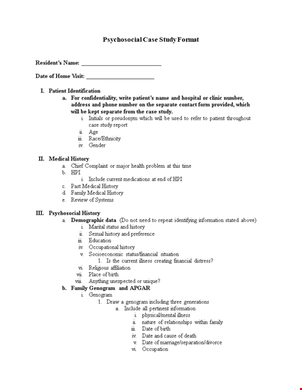 case study template - analyzing the history, current state, and patient outcomes template