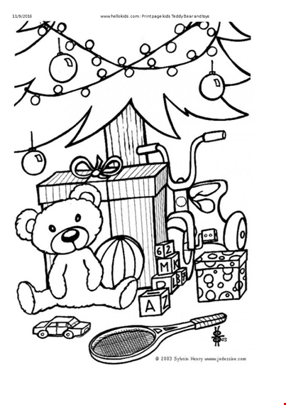 christmas gift coloring page template