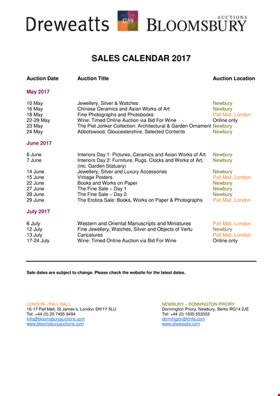 sales calendar for london and newbury | ultimate sales events in 2022 template