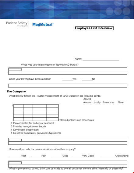 effective exit interview template for productive comments and mutual understanding template