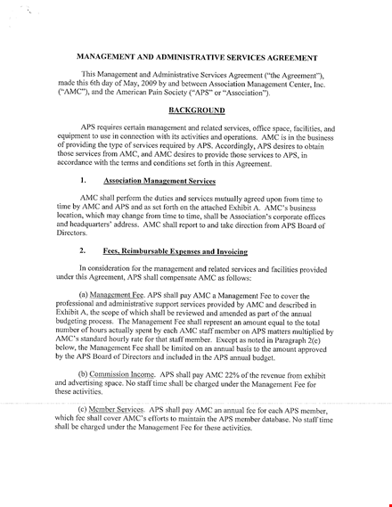 customizable management administrative service agreement template template