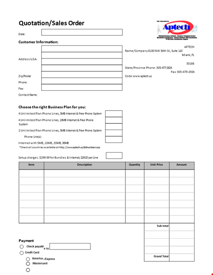 formal sales order template