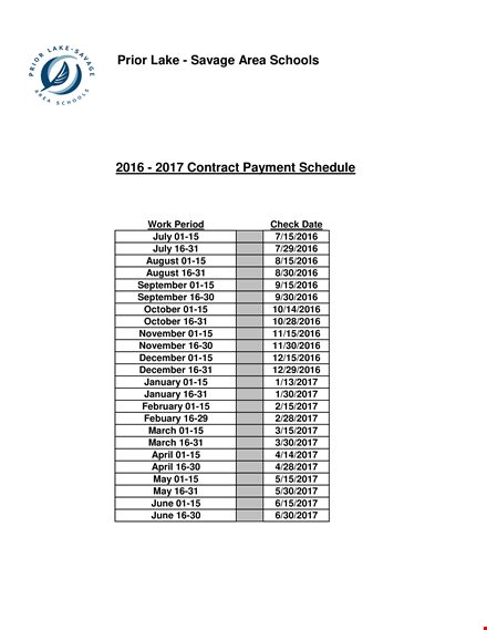 school contract payment schedule template template