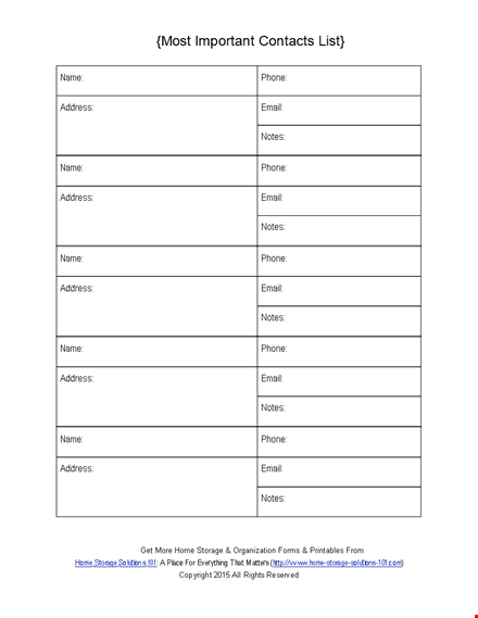 download free contact list template - organize emails, notes, addresses, and phones template
