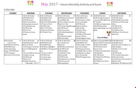 monthly event calendar template