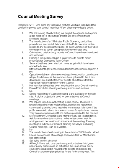 council meeting survey template