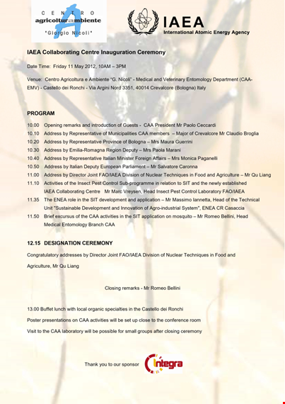 inauguration ceremony agenda - official program and schedule template