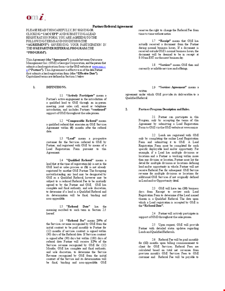 partner referral agreement template template