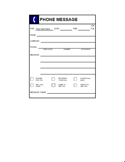 phone message template - create professional messages with ease template