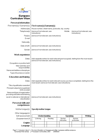 best curriculum vitae template - remove the hassle of formatting & follow relevant instructions template