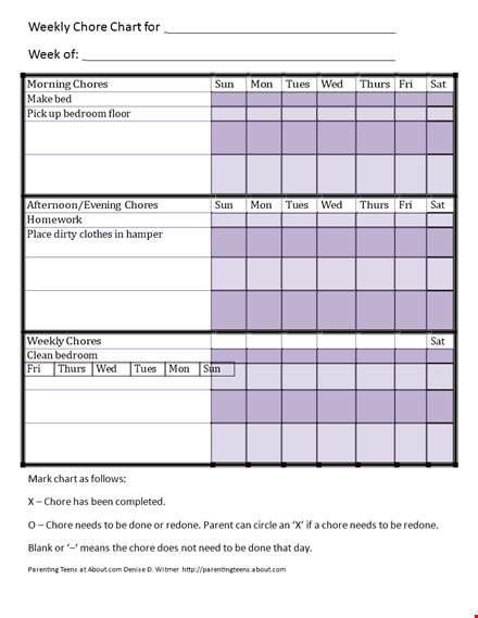 free weekly chore chart template | streamline your chores template