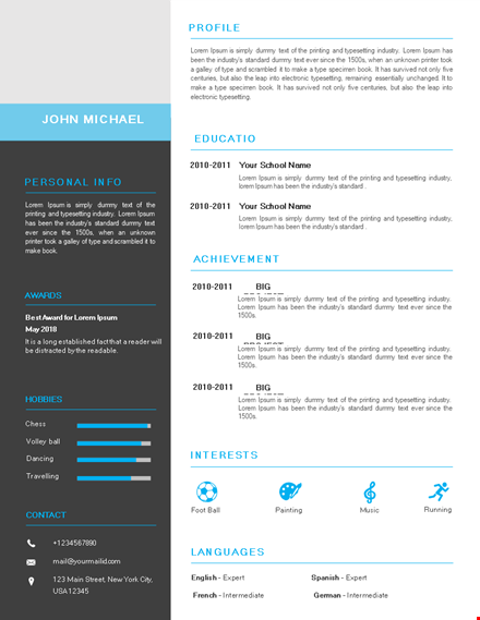 student resume lettersize template