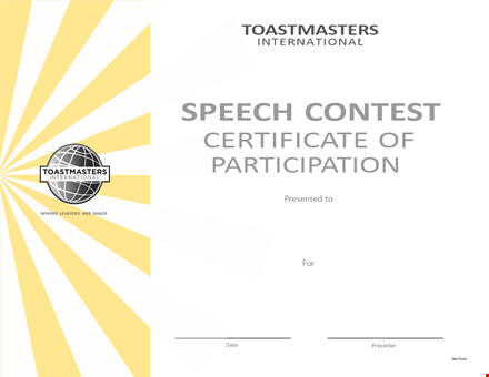 participant speech contest certificate template