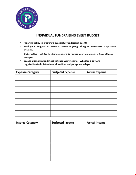 free fundraising event budget template template