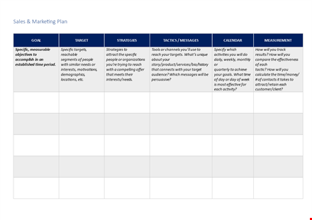 sales and marketing plan template