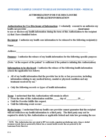 Authorize Health Information Release Medical Release Form 9766