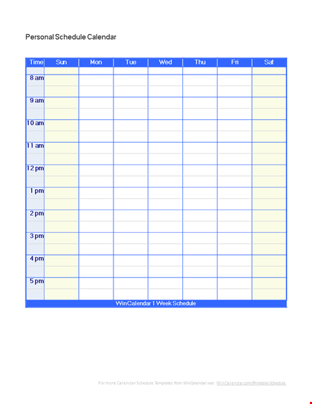 personal schedule calendar template