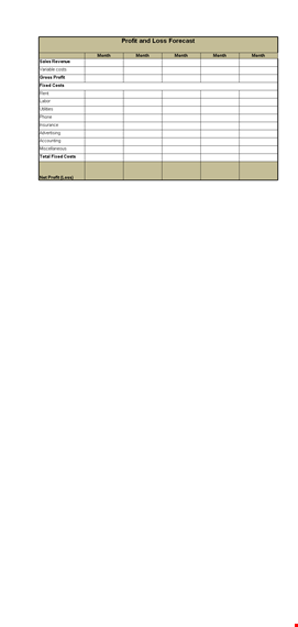 profit and loss: track your monthly costs and fixed expenses for more profit template