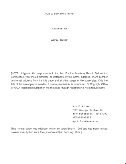 download our printable screenplay template - april edition template