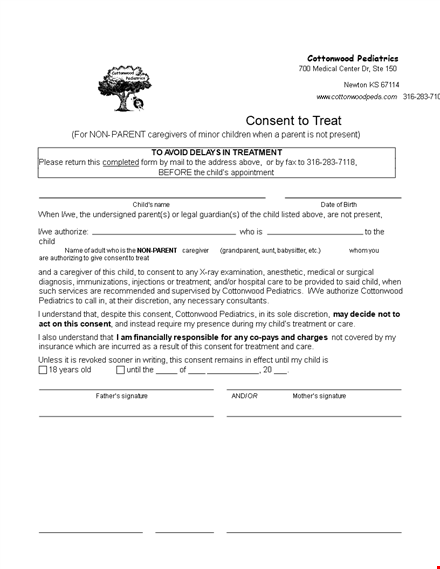 medical consent form for grandparents template