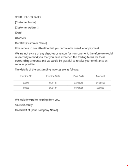 get paid faster: use our collection letter template to recover outstanding payments from customers template