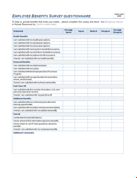 maximize your benefits with our overall satisfied questionnaire template | options available template