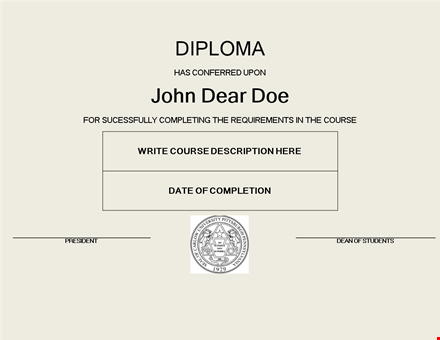 diploma template - create your customized course diploma template