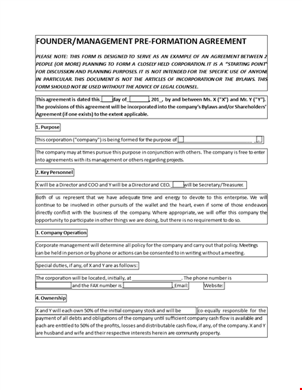 create a strong foundation with a founders agreement - document templates template