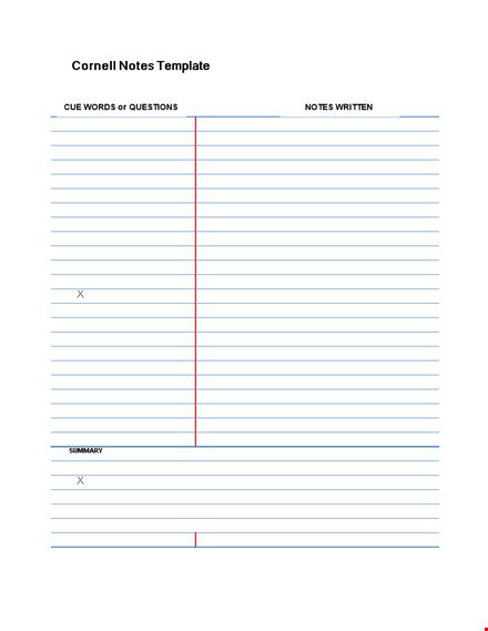 cornell notes template - organize your notes effectively template