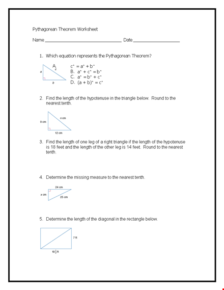 discover the nearest length with pythagorean theorem - get accurate up to tenth template