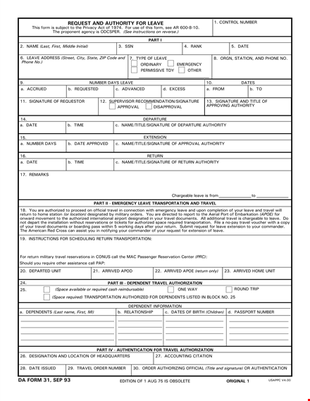 da form template for travel, leave, return with signature | ctr optimized template