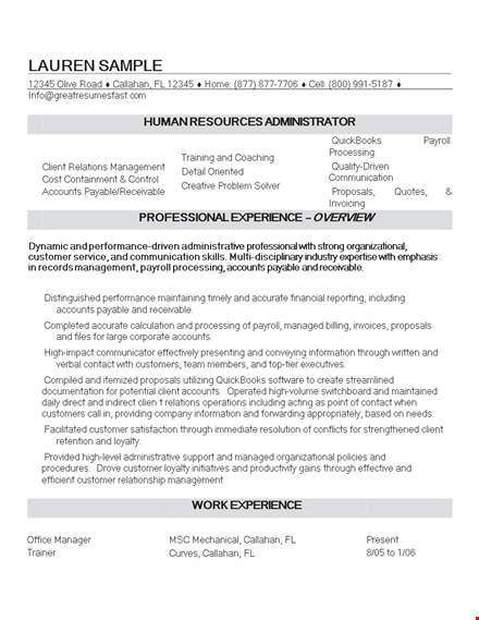 entry level hr resume template