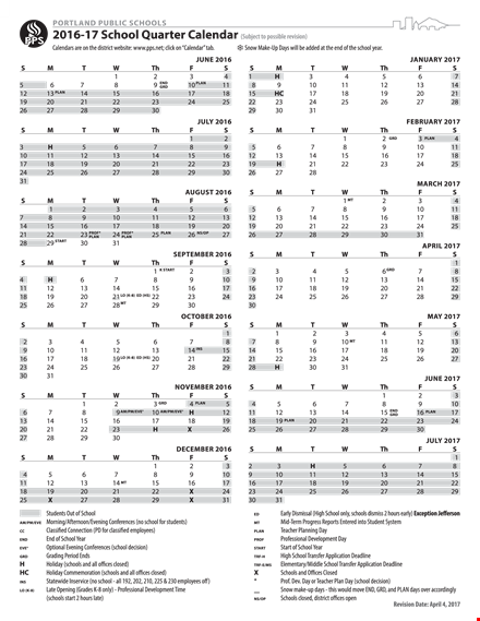 quarterly school event template