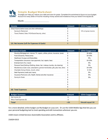 create and track your budget with our simple budget worksheet template template