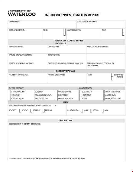 investigate incidents efficiently with adequate equipment template