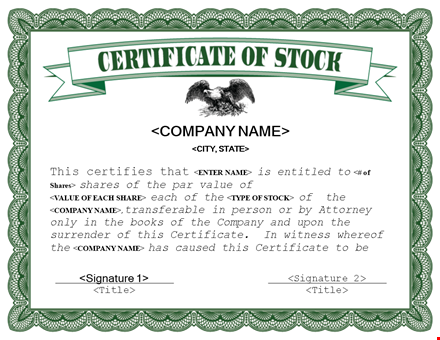 create custom stock certificates | free stock certificate template template