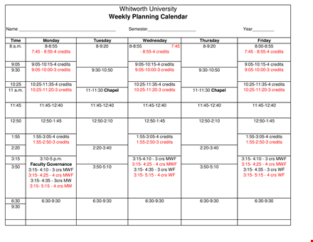 weekly planning template