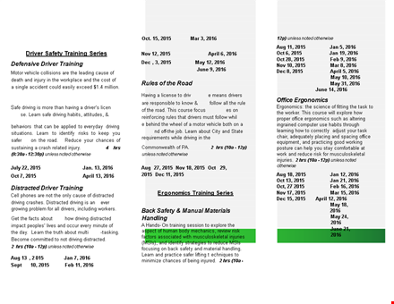 employee safety training schedule template template