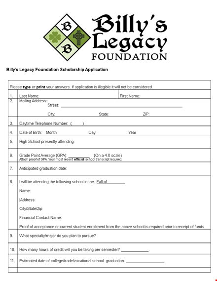 scholarship application template - school & scholarship forms template