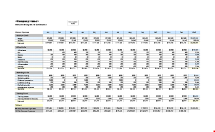 download our free estimate template to plan and track office expenses template