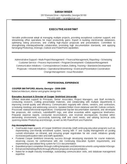 executive assistant resume in pdf template