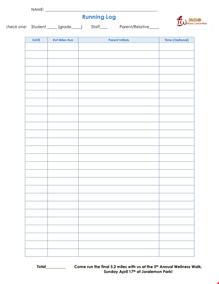 Download Our Free PDF Running Log Template | Track and Improve Your Runs