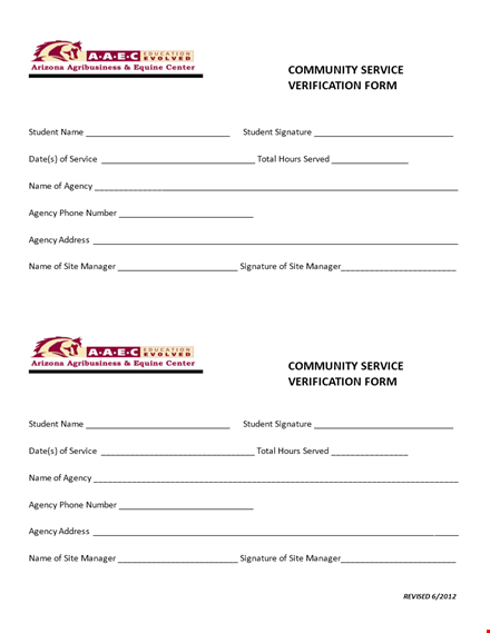 community service letter template for students | agency-approved and signed template